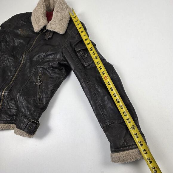 Wonder Woman DC Comics Lamb skin Leather Jacket Womens XL Brown Sherpa Aviator - Picture 9 of 16